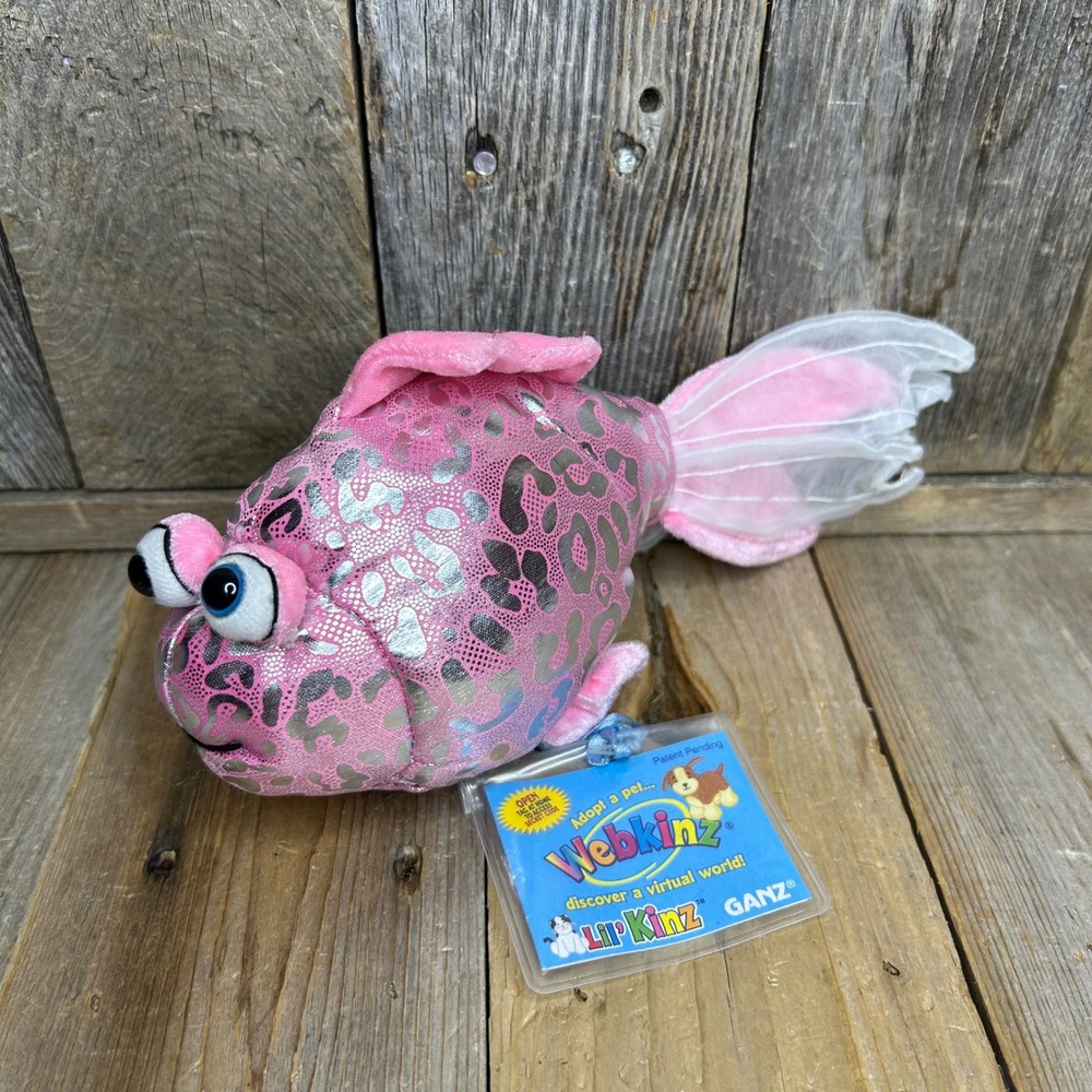 Webkinz Lil'Kinz Pink Glitter Fish HS525 Plush Toy NWT Unused Code Ganz 2007